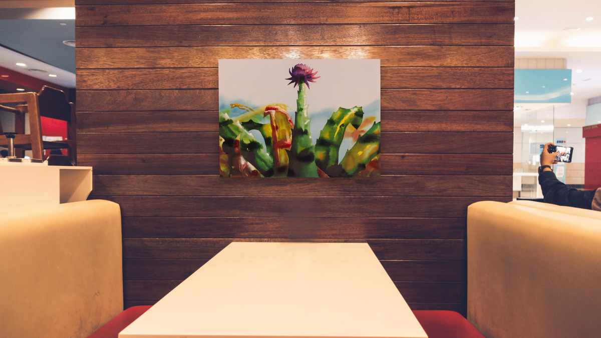 Bromeliad by Alexis Rockman, shown at 30 × 40 in (76.2 × 101.6 cm) as gallery-wrapped canvas, restaurant