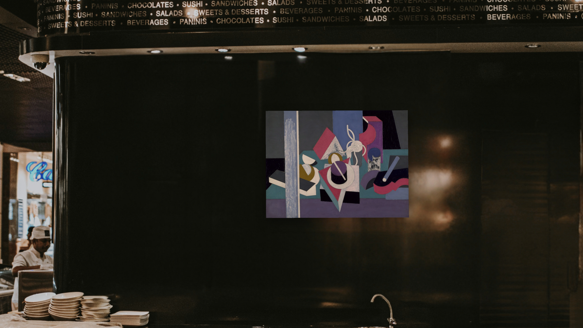 Peinture/Nature Morte by Patrick Henry Bruce, shown at 30 × 40 in (76.2 × 101.6 cm) as gallery-wrapped canvas, restaurant