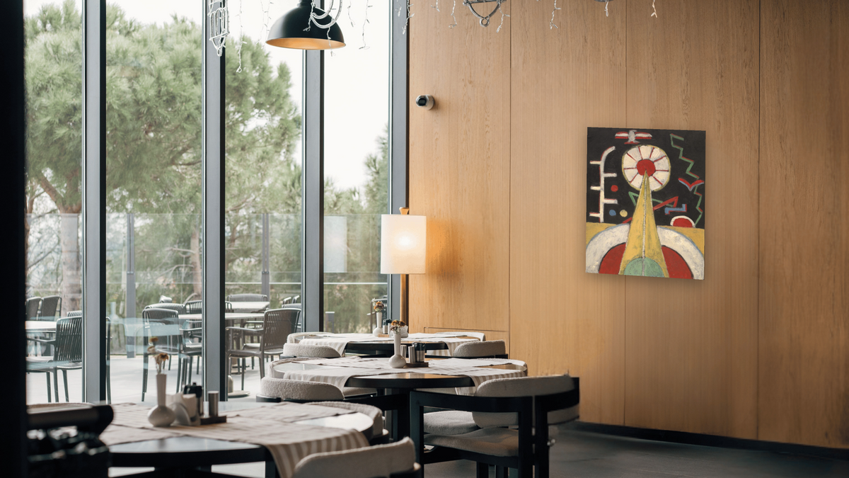Berlin Series No. 1 by Marsden Hartley, shown at 32 × 40 in (81.3 × 101.6 cm) as gallery-wrapped canvas, restaurant