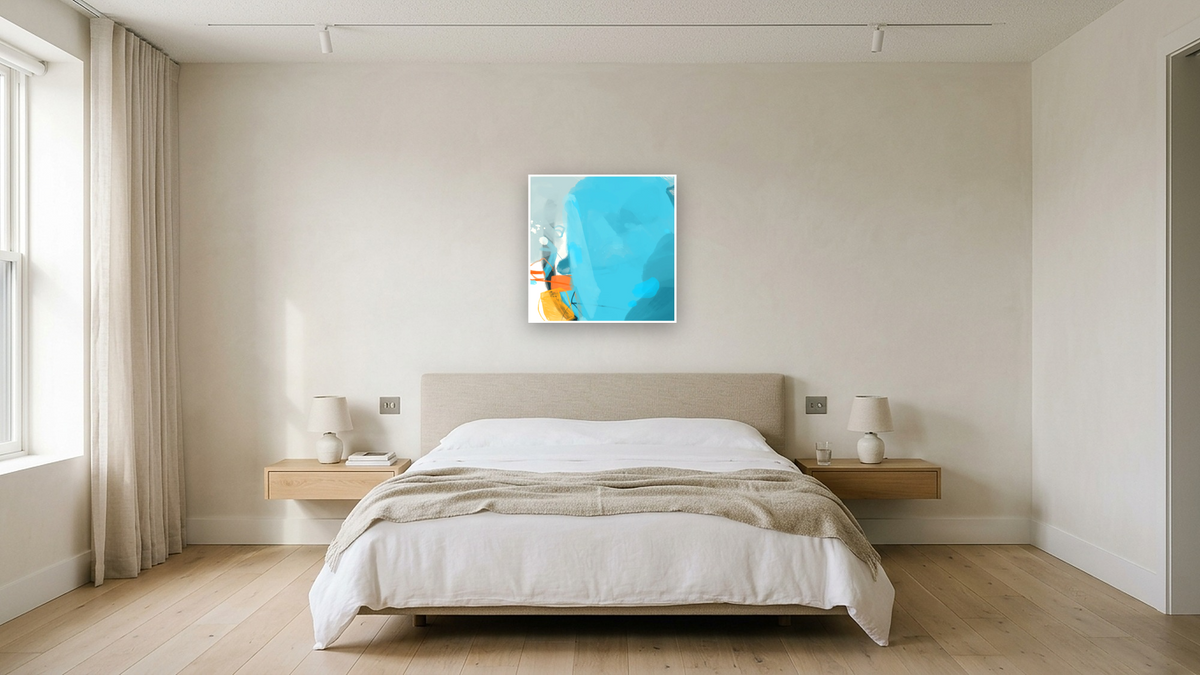 Candy Pop 4 by Nino Yuniardi, shown at 32 × 32 in (81.3 × 81.3 cm) as gallery-wrapped canvas, hotel guest room