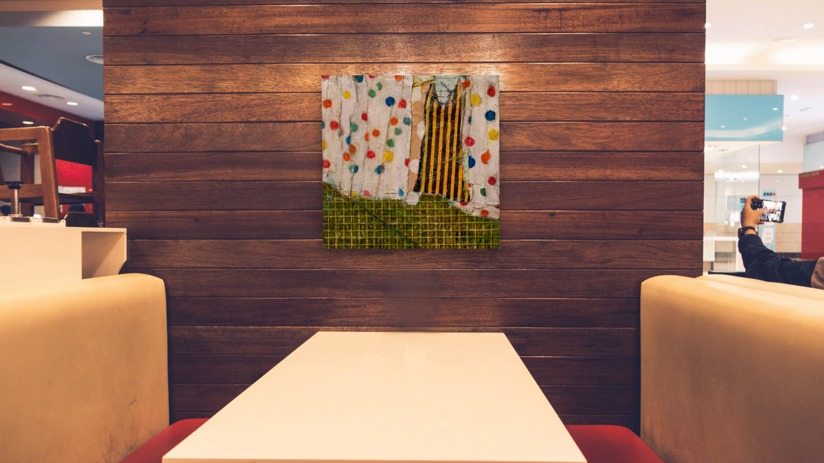 Summer Breeze by Dobee Snowber, shown at 32 × 32 in (81.3 × 81.3 cm) as gallery-wrapped canvas, restaurant