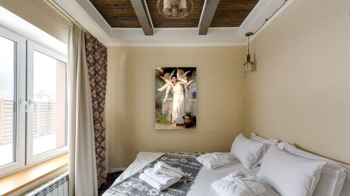 NCP291185074  01 by William-Adolphe Bouguereau, shown at 28 × 42 in (71.1 × 106.7 cm) as gallery-wrapped canvas, hotel guest room