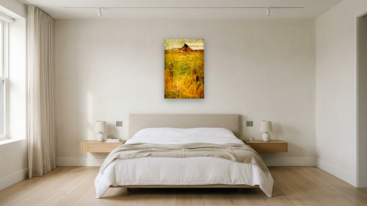 Exit 4, Image 3 by Doug Landreth, shown at 28 × 42 in (71.1 × 106.7 cm) as gallery-wrapped canvas, hotel guest room
