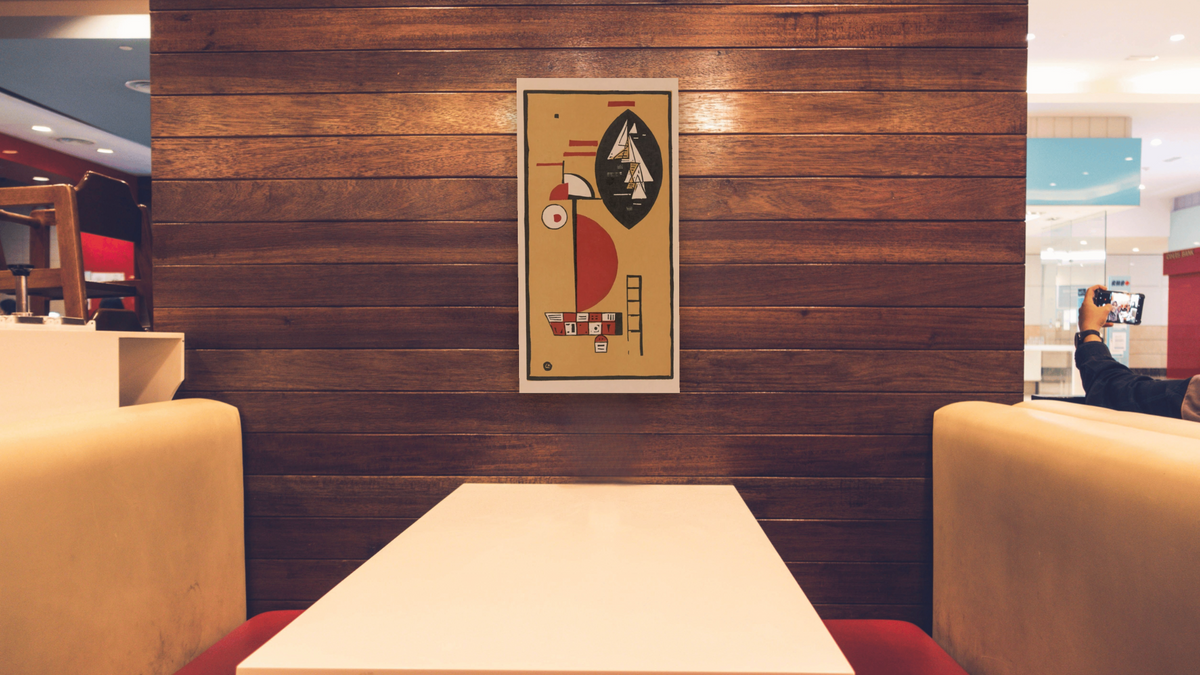 Kandinsky: Life and Work by Wassily Kandinsky, shown at 20 × 40 in (50.8 × 101.6 cm) as gallery-wrapped canvas, restaurant