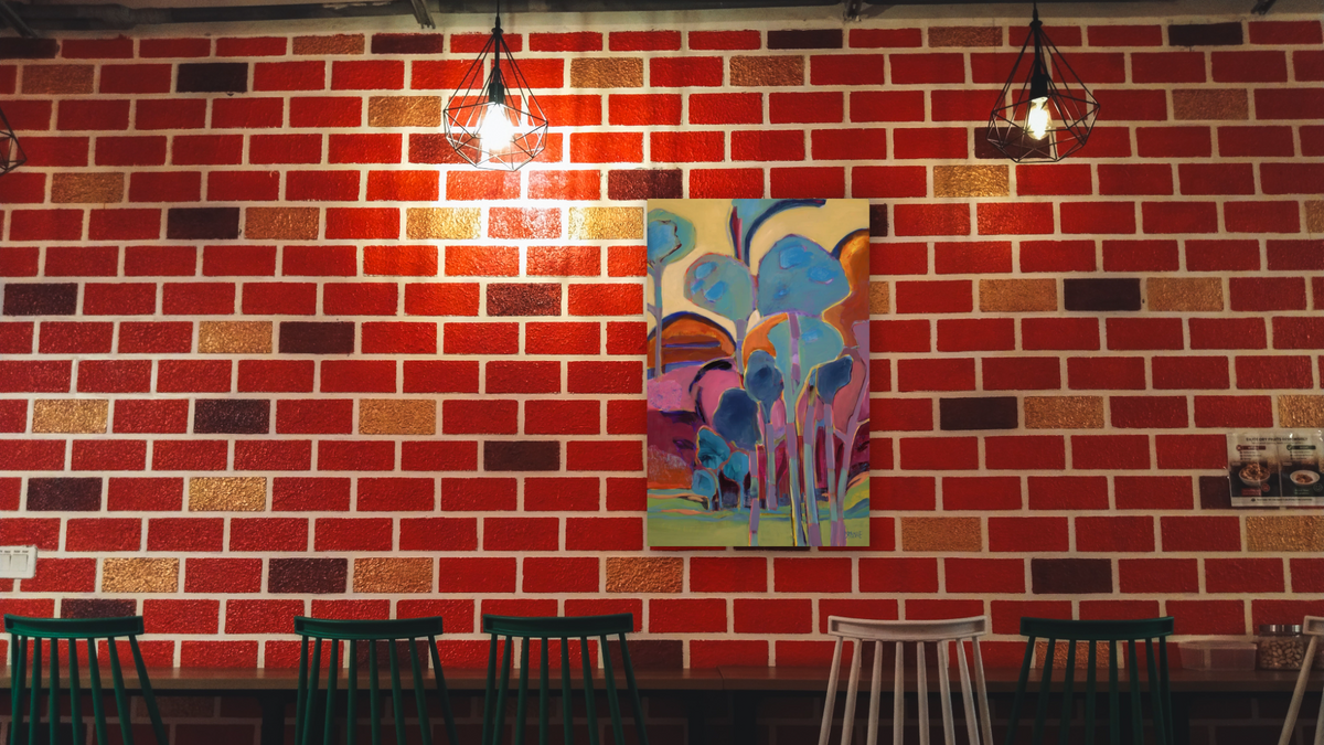 Arboretum by Diane Boone, shown at 28 × 42 in (71.1 × 106.7 cm) as gallery-wrapped canvas, restaurant