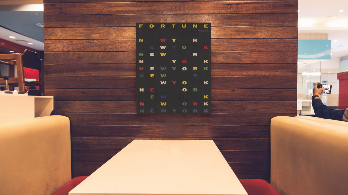 Fortune Magazine Cover by Leo Lionni, shown at 32 × 40 in (81.3 × 101.6 cm) as gallery-wrapped canvas, restaurant