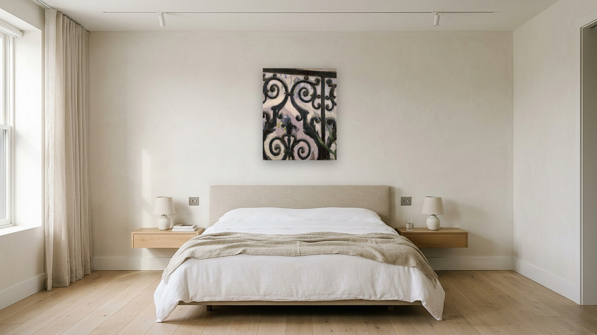 View from a balcony by Gustave Caillebotte, shown at 32 × 40 in (81.3 × 101.6 cm) as gallery-wrapped canvas, hotel guest room