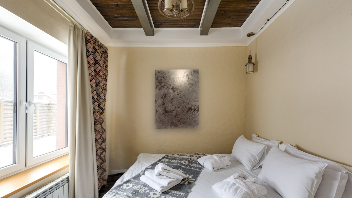 Equivalent by Alfred Stieglitz, shown at 30 × 40 in (76.2 × 101.6 cm) as gallery-wrapped canvas, hotel guest room
