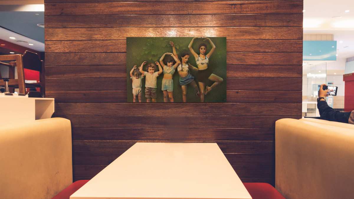 Ballet Girls by Kirsten Söderlind, shown at 28 × 42 in (71.1 × 106.7 cm) as gallery-wrapped canvas, restaurant