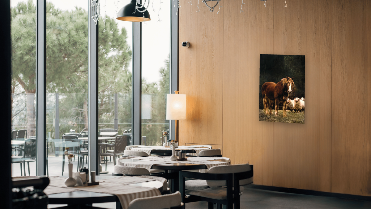 Willard Jerra by Brandon Luther, shown at 28 × 42 in (71.1 × 106.7 cm) as gallery-wrapped canvas, restaurant