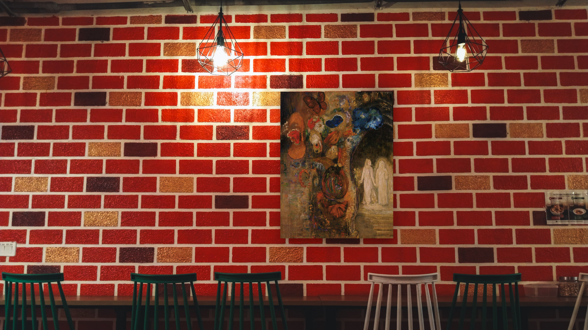 Apparition by Odilon Redon, shown at 32 × 40 in (81.3 × 101.6 cm) as gallery-wrapped canvas, restaurant