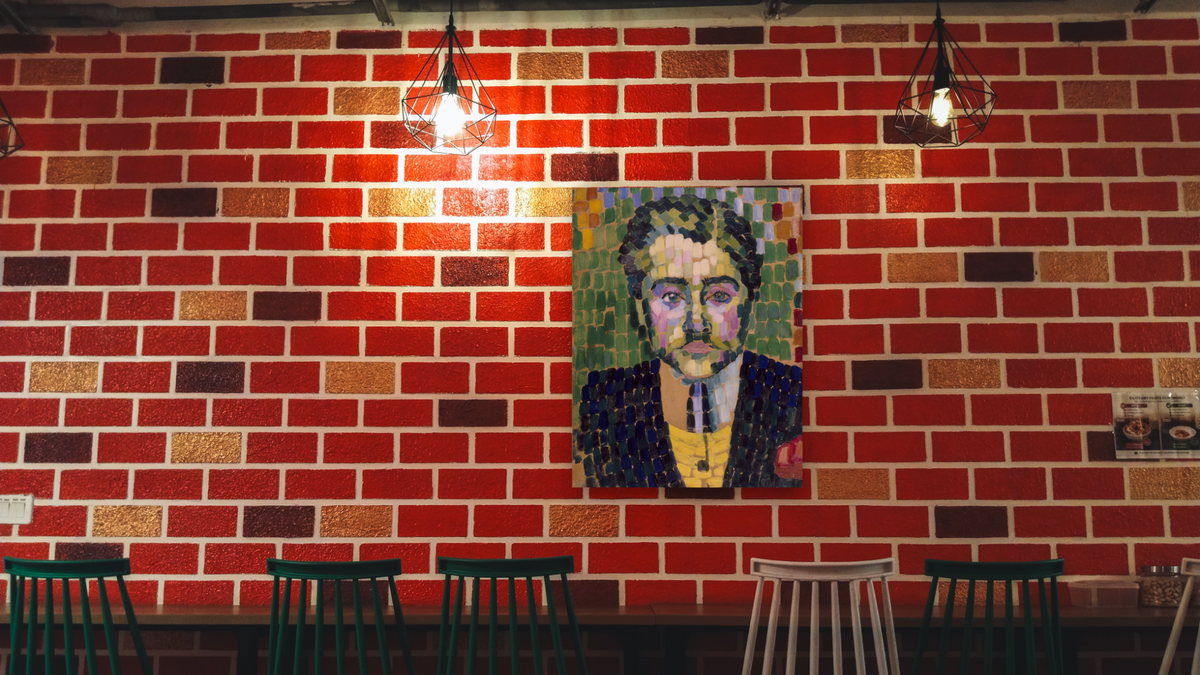 Jean Metzinger by Robert Delaunay, shown at 32 × 40 in (81.3 × 101.6 cm) as gallery-wrapped canvas, restaurant