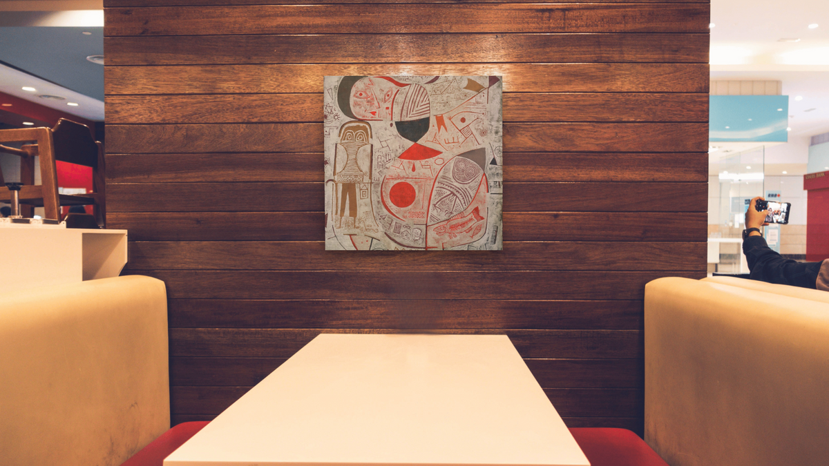 Printed Sheet with Picture by Paul Klee, shown at 32 × 32 in (81.3 × 81.3 cm) as gallery-wrapped canvas, restaurant