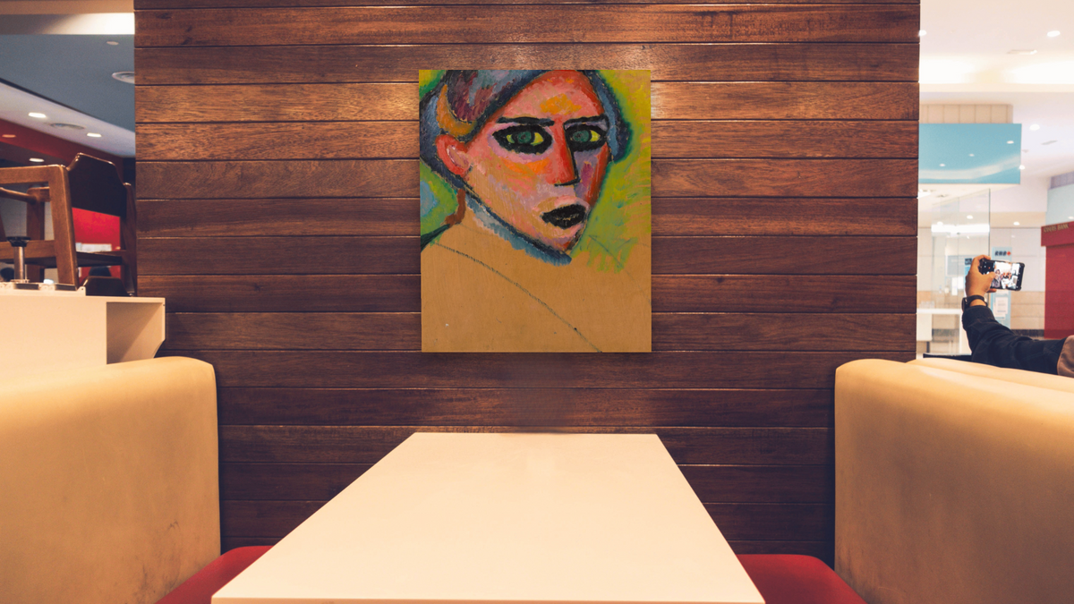 Woman's Face by Alexei Jawlensky, shown at 32 × 40 in (81.3 × 101.6 cm) as gallery-wrapped canvas, restaurant