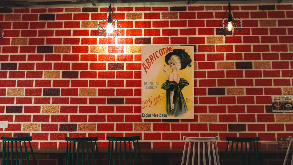 Abricotine Poster by Pal, shown at 30 × 40 in (76.2 × 101.6 cm) as gallery-wrapped canvas, restaurant