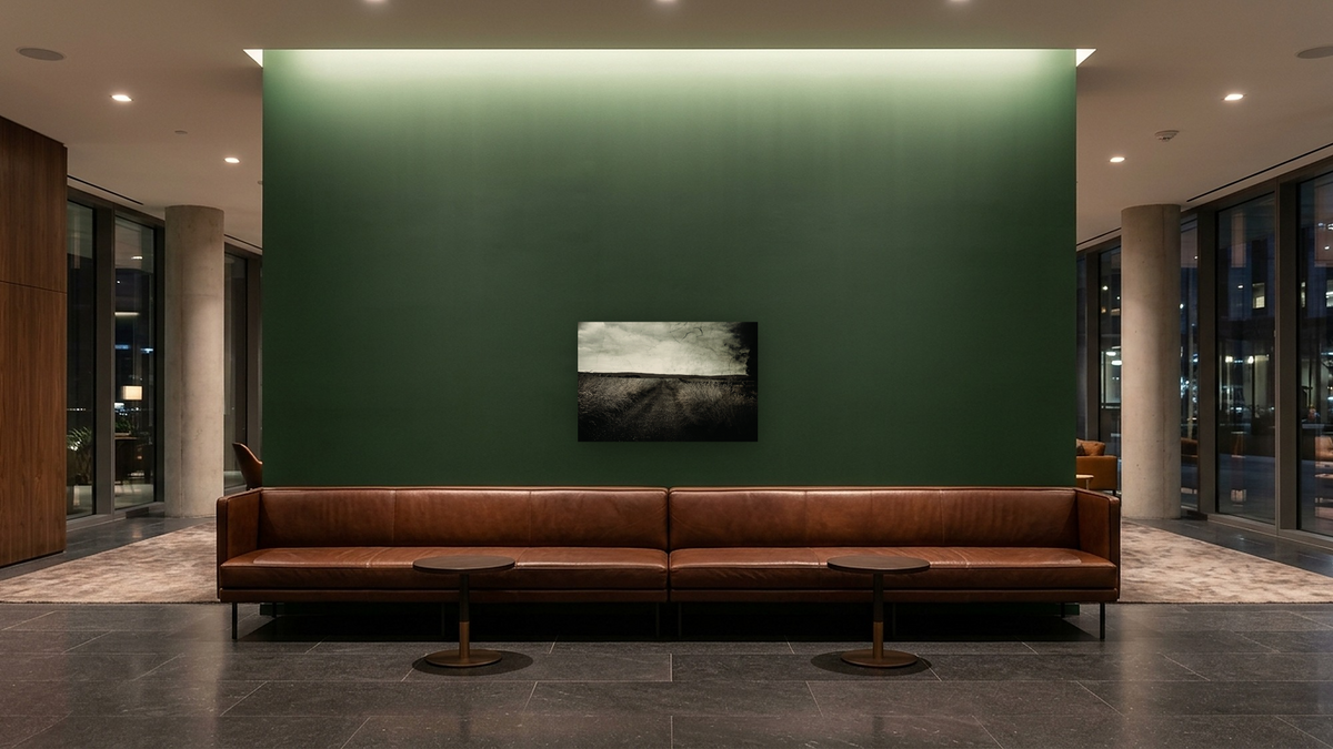 Path by Brandon Luther, shown at 28 × 42 in (71.1 × 106.7 cm) as gallery-wrapped canvas, hotel lobby
