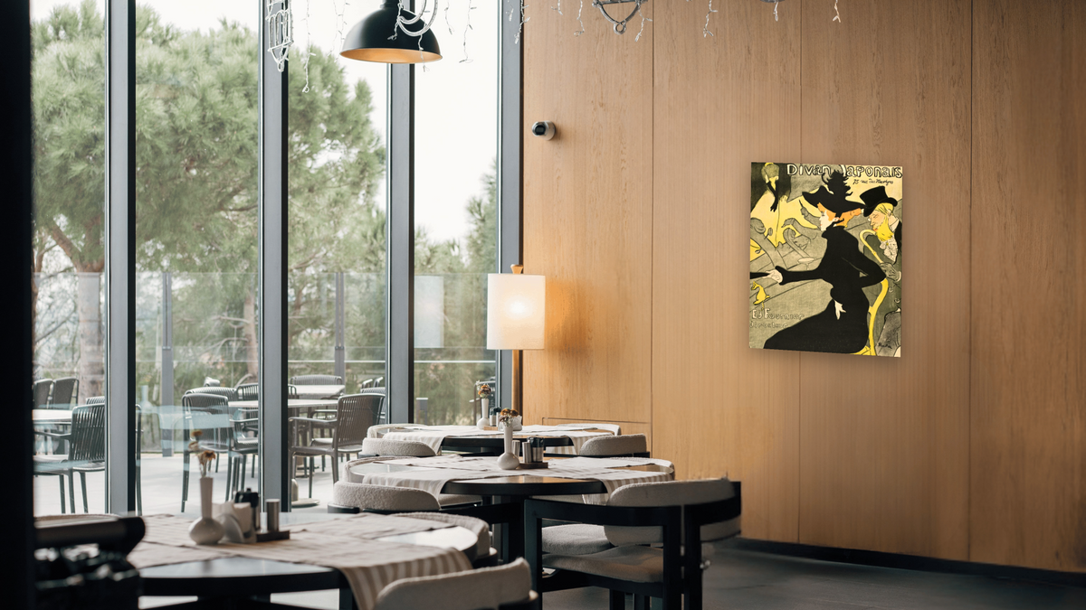 Divan Japonais by Henri de Toulouse-Lautrec, shown at 32 × 40 in (81.3 × 101.6 cm) as gallery-wrapped canvas, restaurant