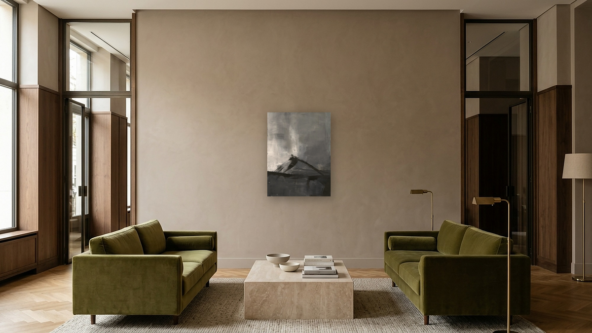 No. 370 by Michelle Oppenheimer, shown at 30 × 40 in (76.2 × 101.6 cm) as gallery-wrapped canvas, hotel lobby