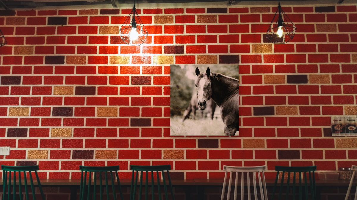 Romeo by Brandon Luther, shown at 32 × 32 in (81.3 × 81.3 cm) as gallery-wrapped canvas, restaurant