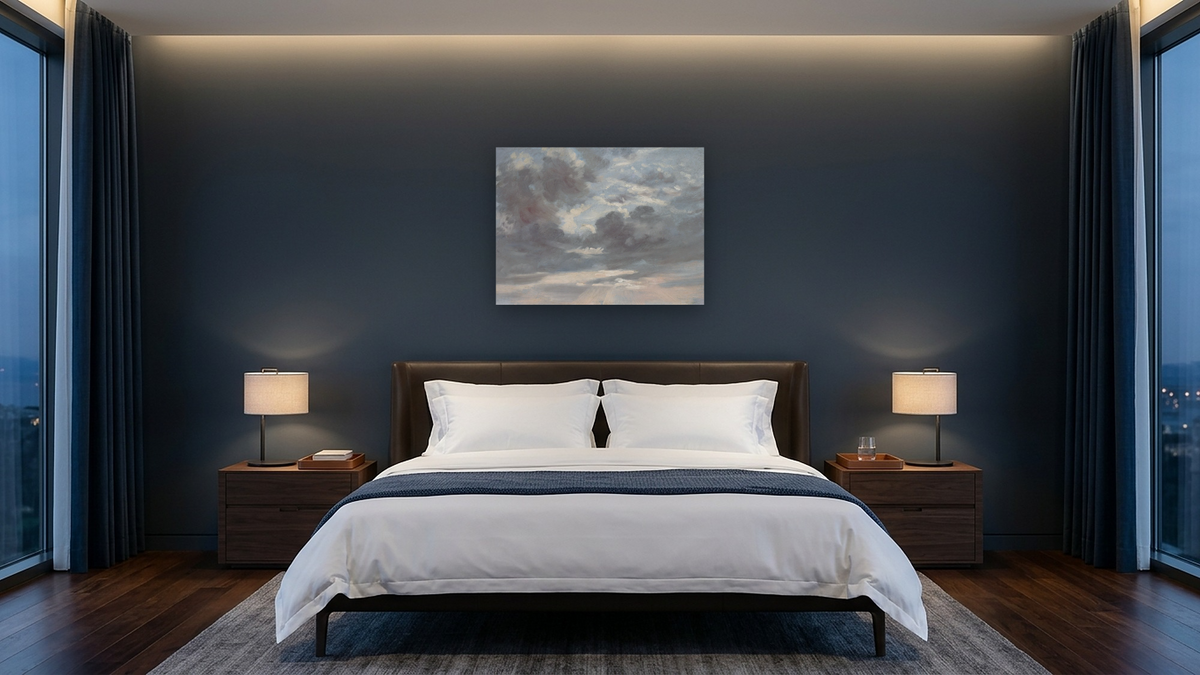 Cloud Study: Stormy Sunset by John Constable, shown at 30 × 40 in (76.2 × 101.6 cm) as gallery-wrapped canvas, hotel guest room