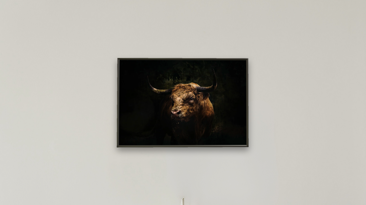 Butch No. 2 by Brandon Luther, shown at 28 × 42 in (71.1 × 106.7 cm) on canvas in Ramino Satin Black, boardroom