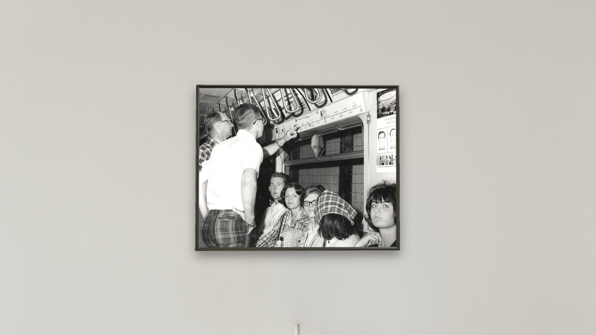 New Strip Maps on Flushing Line by Unknown, shown at 32 × 40 in (81.3 × 101.6 cm) on canvas in Ramino Satin Black, boardroom