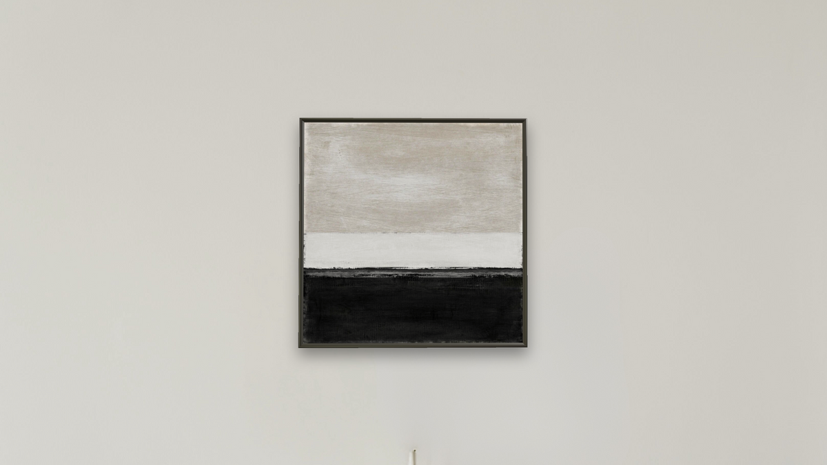 Day by Dan Hobday, shown at 32 × 32 in (81.3 × 81.3 cm) on canvas in Ramino Satin Black, boardroom