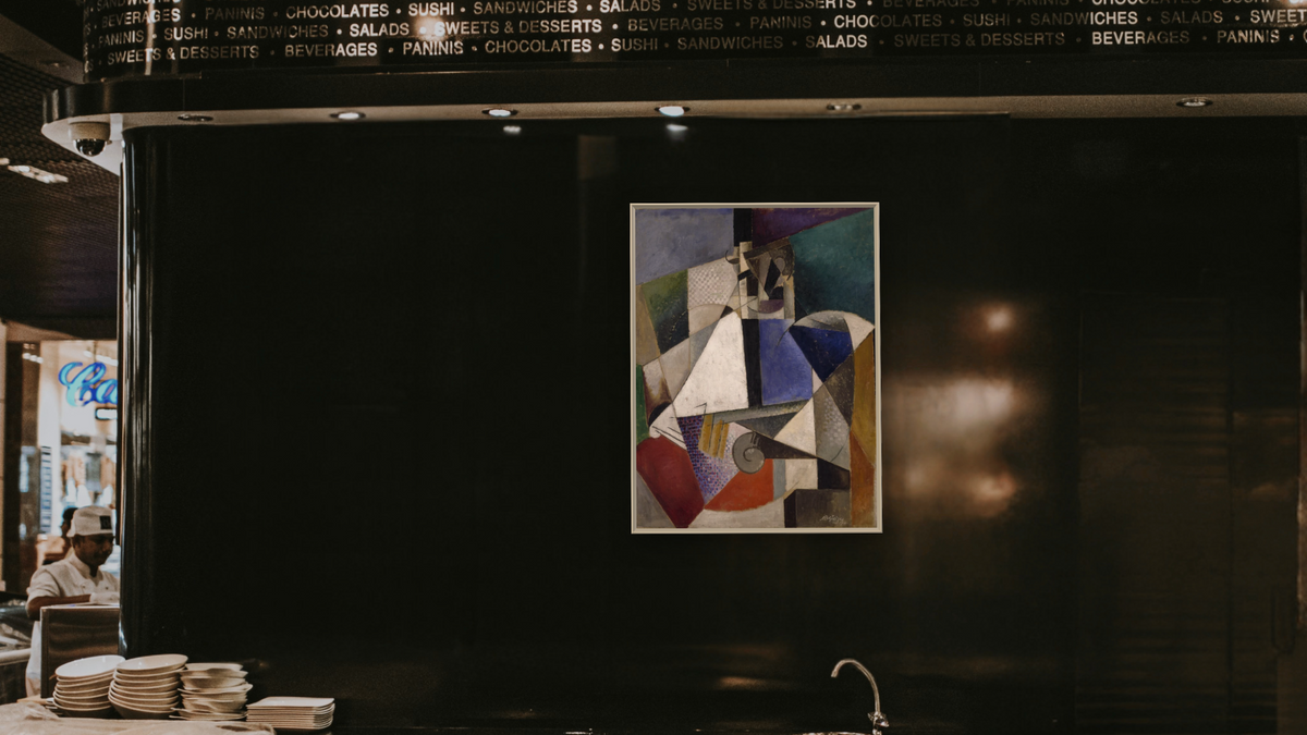 Portrait of an Army Doctor by Albert Gleizes, shown at 30 × 40 in (76.2 × 101.6 cm) on canvas in Ramino Opaque White, restaurant