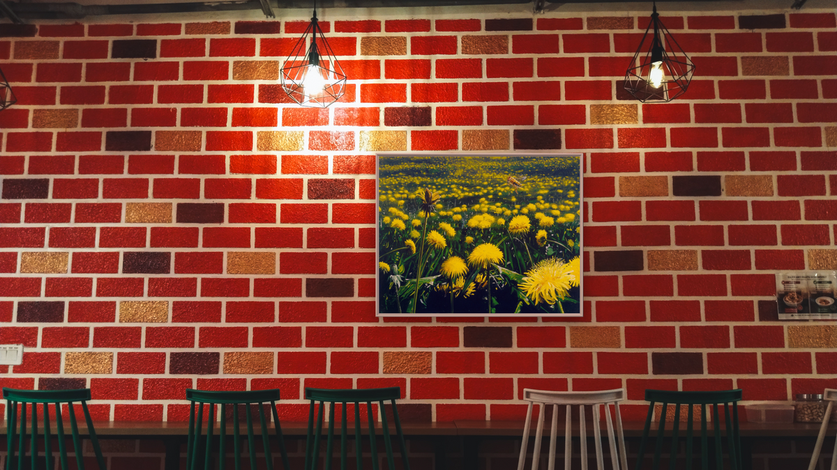 Lawn by Alexis Rockman, shown at 30 × 40 in (76.2 × 101.6 cm) on canvas in Ramino Opaque White, restaurant