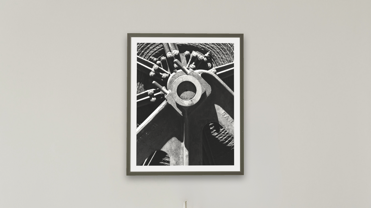 Cable Spool by Gordon Osmundson, shown at 32 × 40 in (81.3 × 101.6 cm) in Ramino Satin Black, boardroom