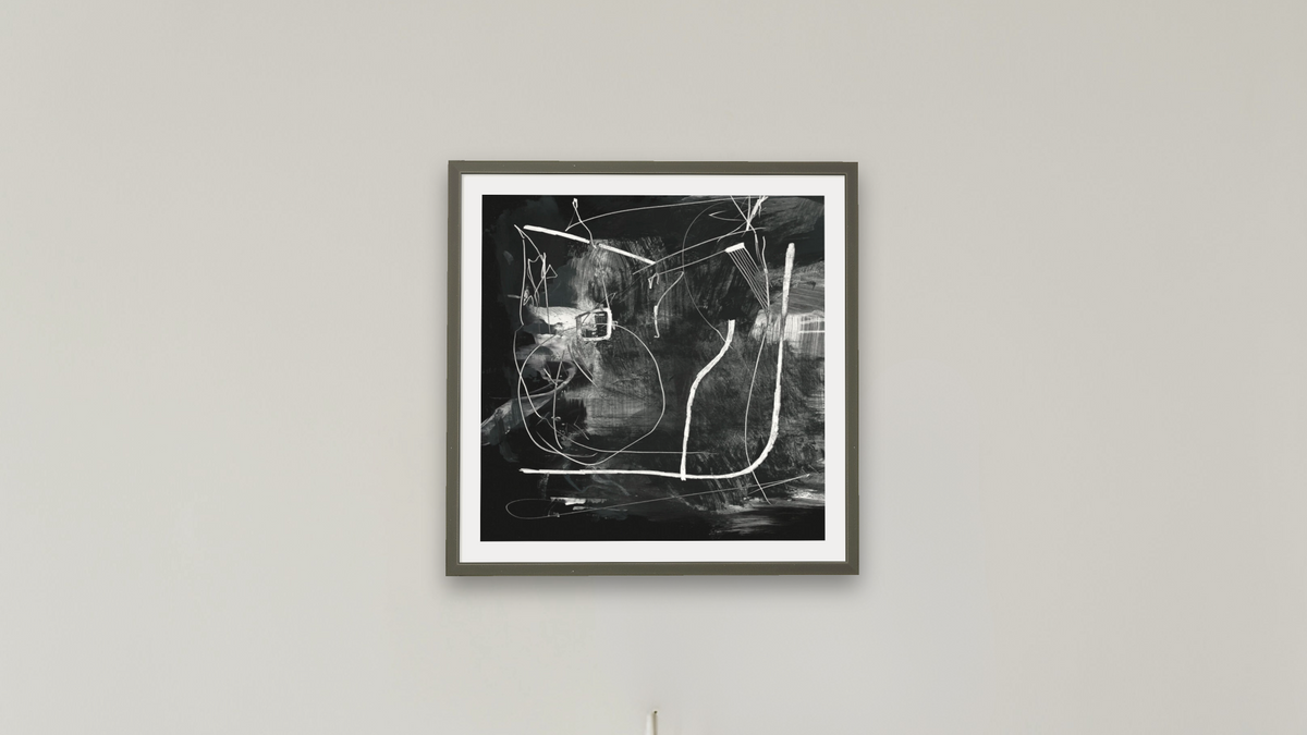 Night 1 by Dan Hobday, shown at 32 × 32 in (81.3 × 81.3 cm) in Ramino Satin Black, boardroom