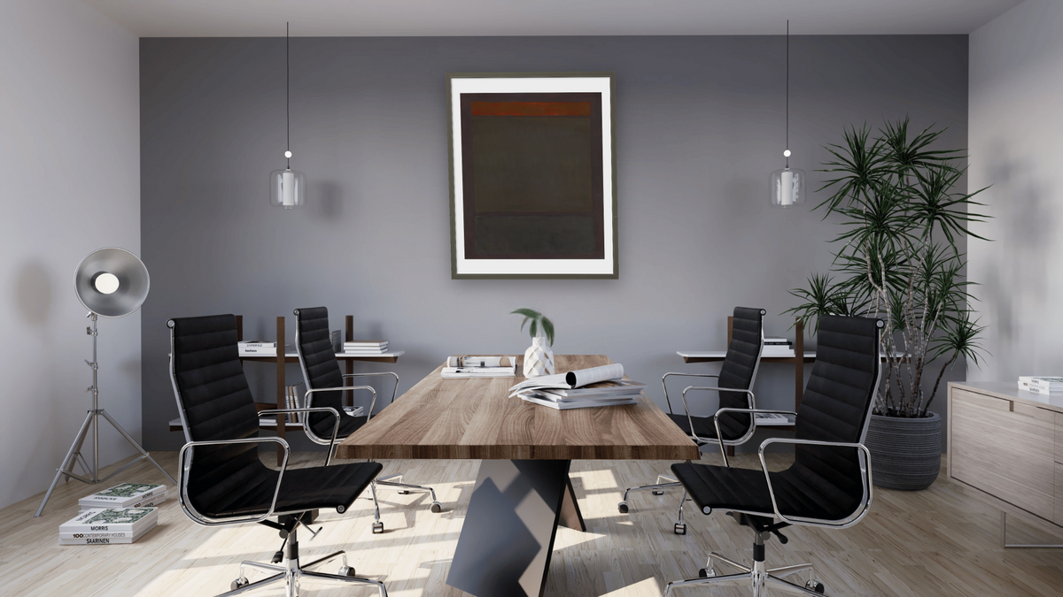 No. 14 (Painting) by Mark Rothko, shown at 32 × 40 in (81.3 × 101.6 cm) in Ramino Satin Black, boardroom