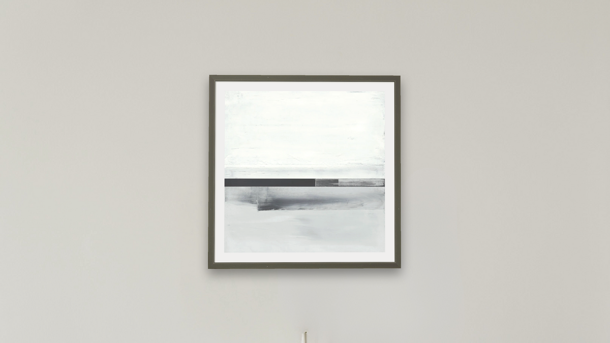 LS No. 218 by Brandon McKenzie, shown at 32 × 32 in (81.3 × 81.3 cm) in Ramino Satin Black, boardroom