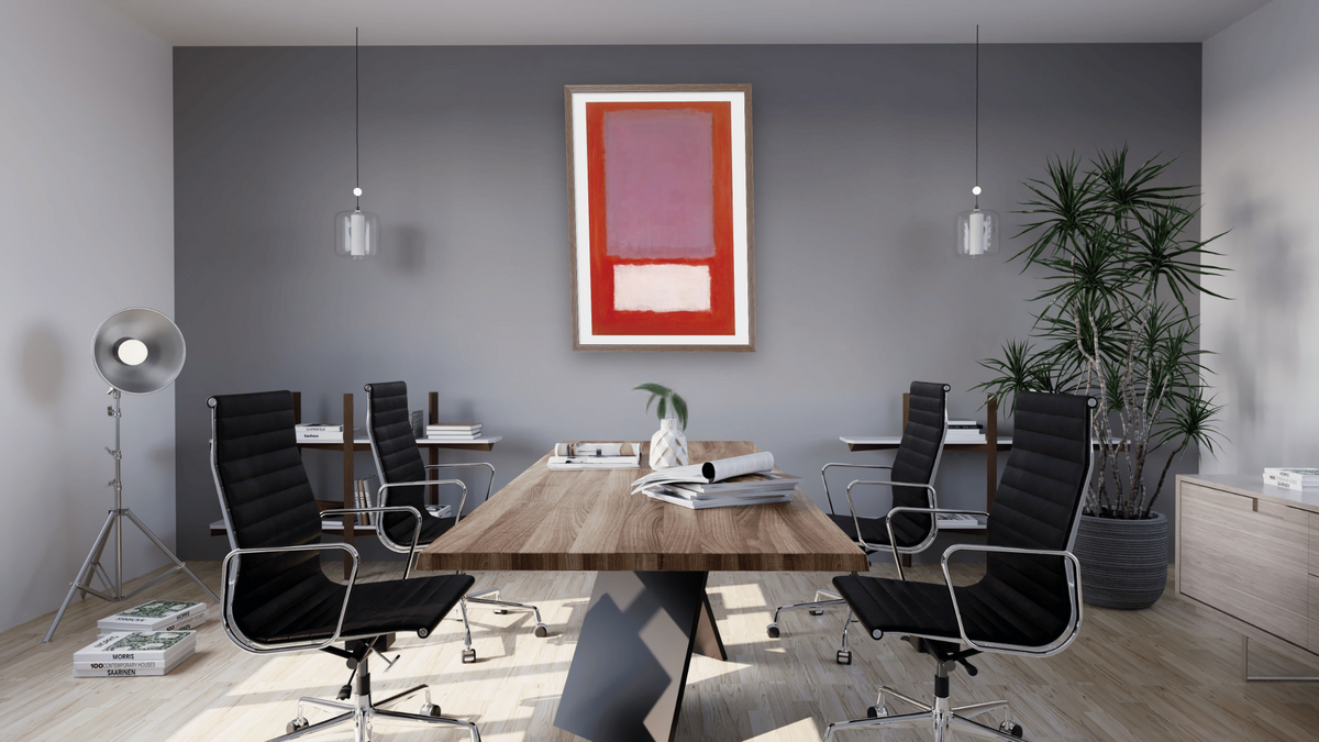 No. 5 by Mark Rothko, shown at 28 × 42 in (71.1 × 106.7 cm) in Arber Light Walnut, boardroom