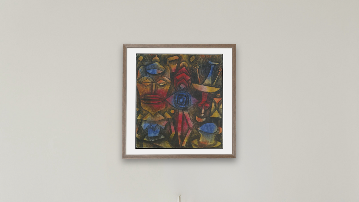 Collection of Figurines by Paul Klee, shown at 32 × 32 in (81.3 × 81.3 cm) in Arber Light Walnut, boardroom