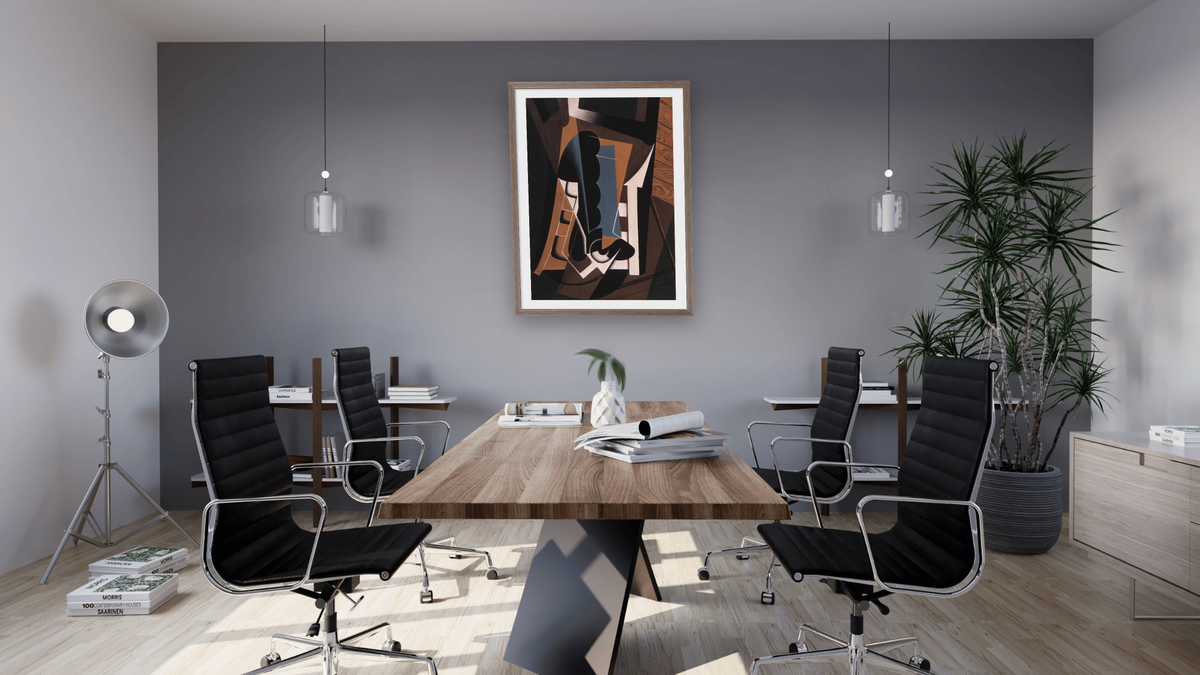 Still Life on a Chair by Juan Gris, shown at 30 × 40 in (76.2 × 101.6 cm) in Arber Light Walnut, boardroom