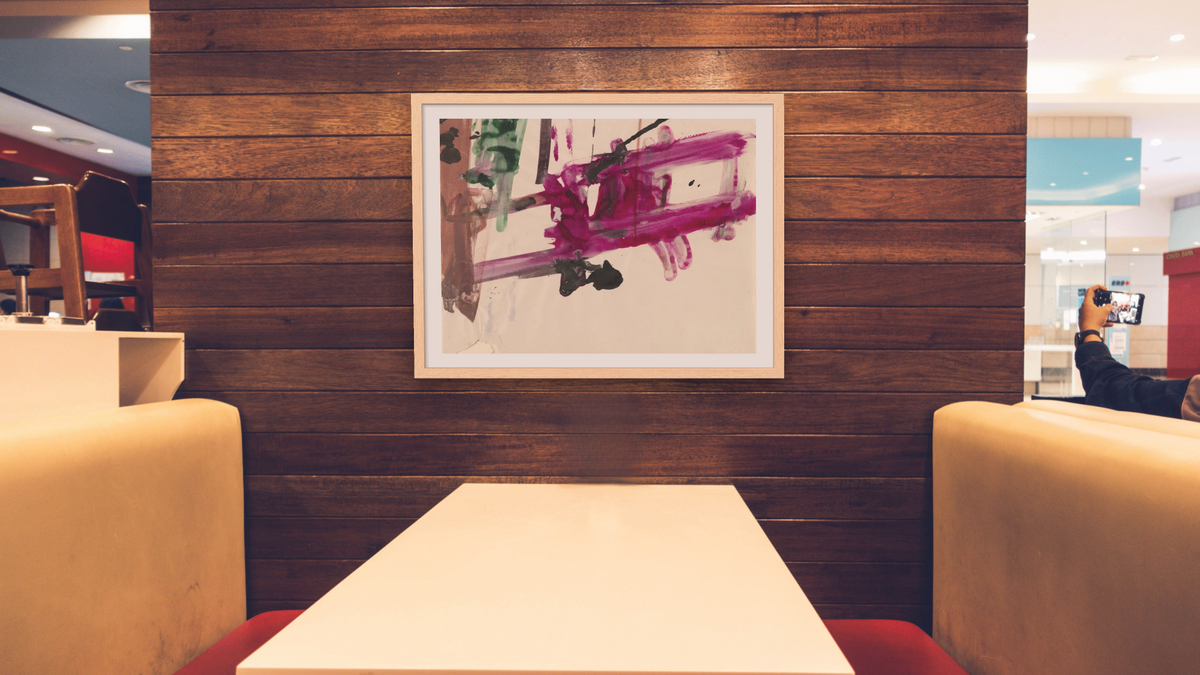 Untitled by Franz Kline, shown at 30 × 40 in (76.2 × 101.6 cm) in Arber Natural, restaurant