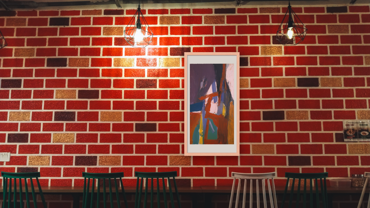 Red Brass by Franz Kline, shown at 20 × 40 in (50.8 × 101.6 cm) in Arber Natural, restaurant
