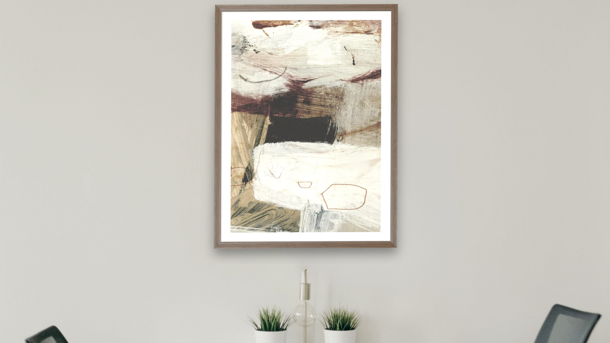 Go Set 2 by Dan Hobday, shown at 30 × 42 in (76.2 × 106.7 cm) in Arber Light Walnut, boardroom
