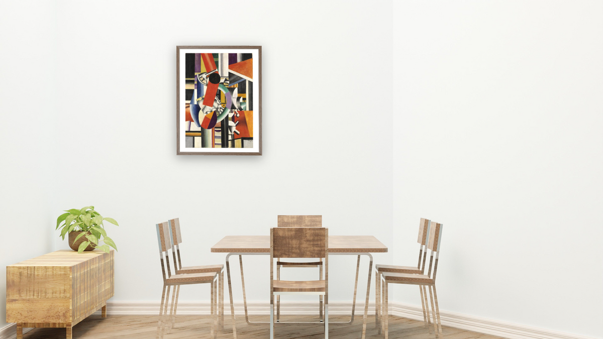 Still Life, 1919 by Fernand Léger, shown at 30 × 40 in (76.2 × 101.6 cm) in Arber Light Walnut, restaurant
