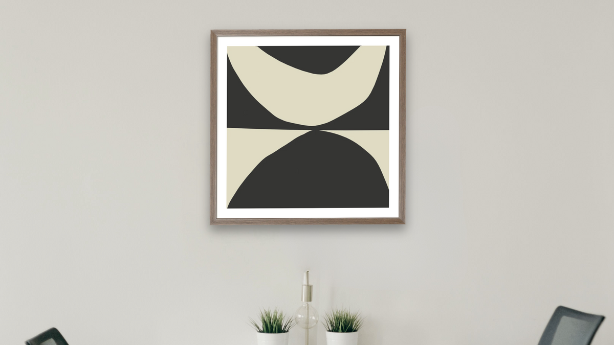 State 2 by Dan Hobday, shown at 32 × 32 in (81.3 × 81.3 cm) in Arber Light Walnut, boardroom