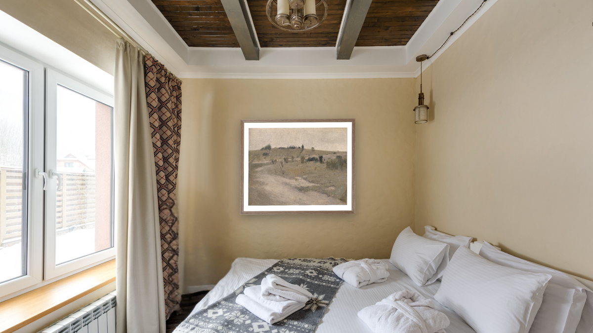 Templestowe by David Davies, shown at 32 × 40 in (81.3 × 101.6 cm) in Arber Light Walnut, hotel guest room
