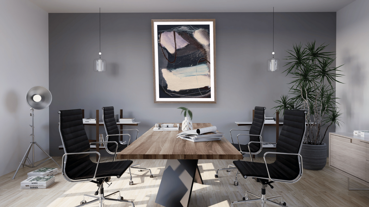 Manor by Dan Hobday, shown at 30 × 42 in (76.2 × 106.7 cm) in Arber Light Walnut, boardroom