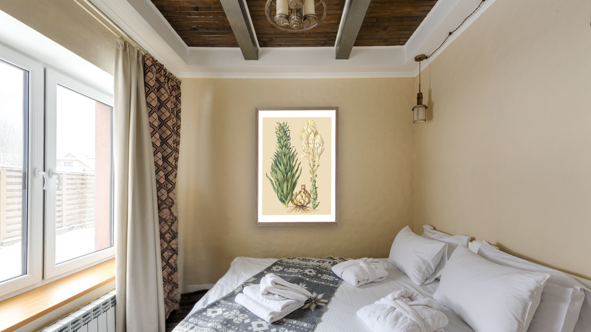 Lilium candidum monstrosum by Johannes Simon Holtzbecher, shown at 28 × 42 in (71.1 × 106.7 cm) in Arber Light Walnut, hotel guest room