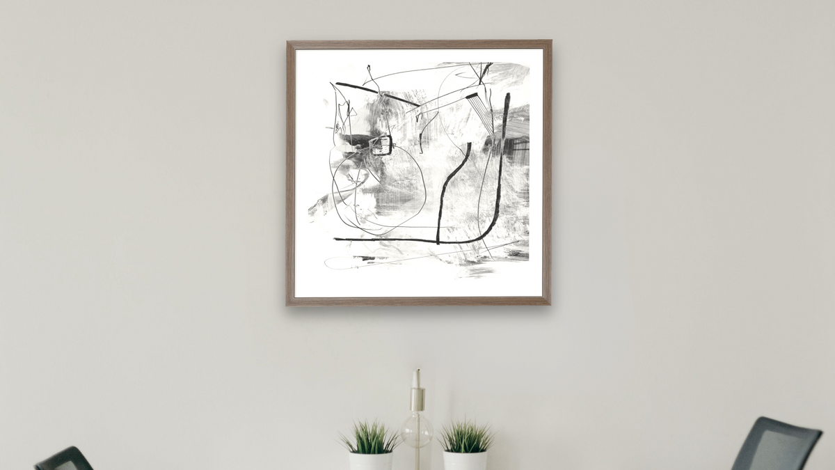 Night 2 by Dan Hobday, shown at 32 × 32 in (81.3 × 81.3 cm) in Arber Light Walnut, boardroom