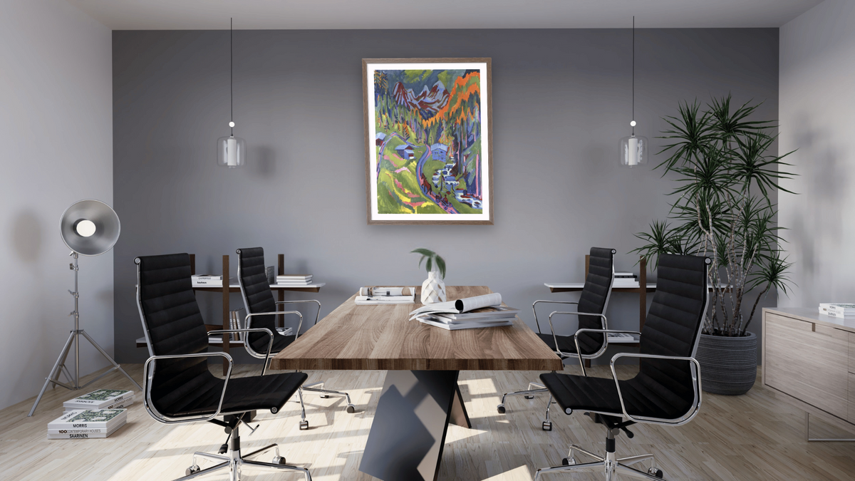 Sertig Path in Summer by Ernst Ludwig Kirchner, shown at 30 × 40 in (76.2 × 101.6 cm) in Arber Light Walnut, boardroom