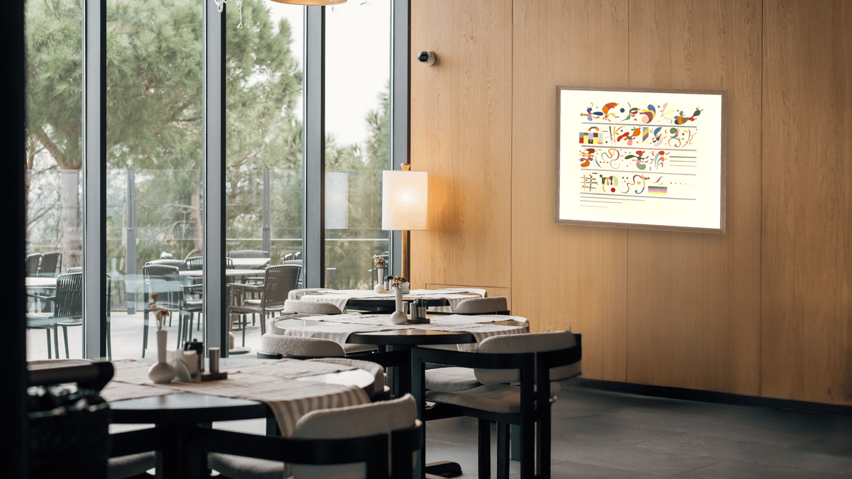 Succession, R. 1055, shown at 32 × 40 in (81.3 × 101.6 cm) in Arber Light Walnut, restaurant