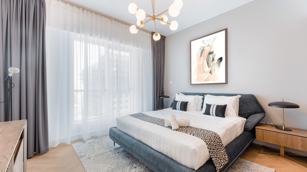 Combo by Dan Hobday, shown at 30 × 42 in (76.2 × 106.7 cm) in Arber Light Walnut, hotel guest room
